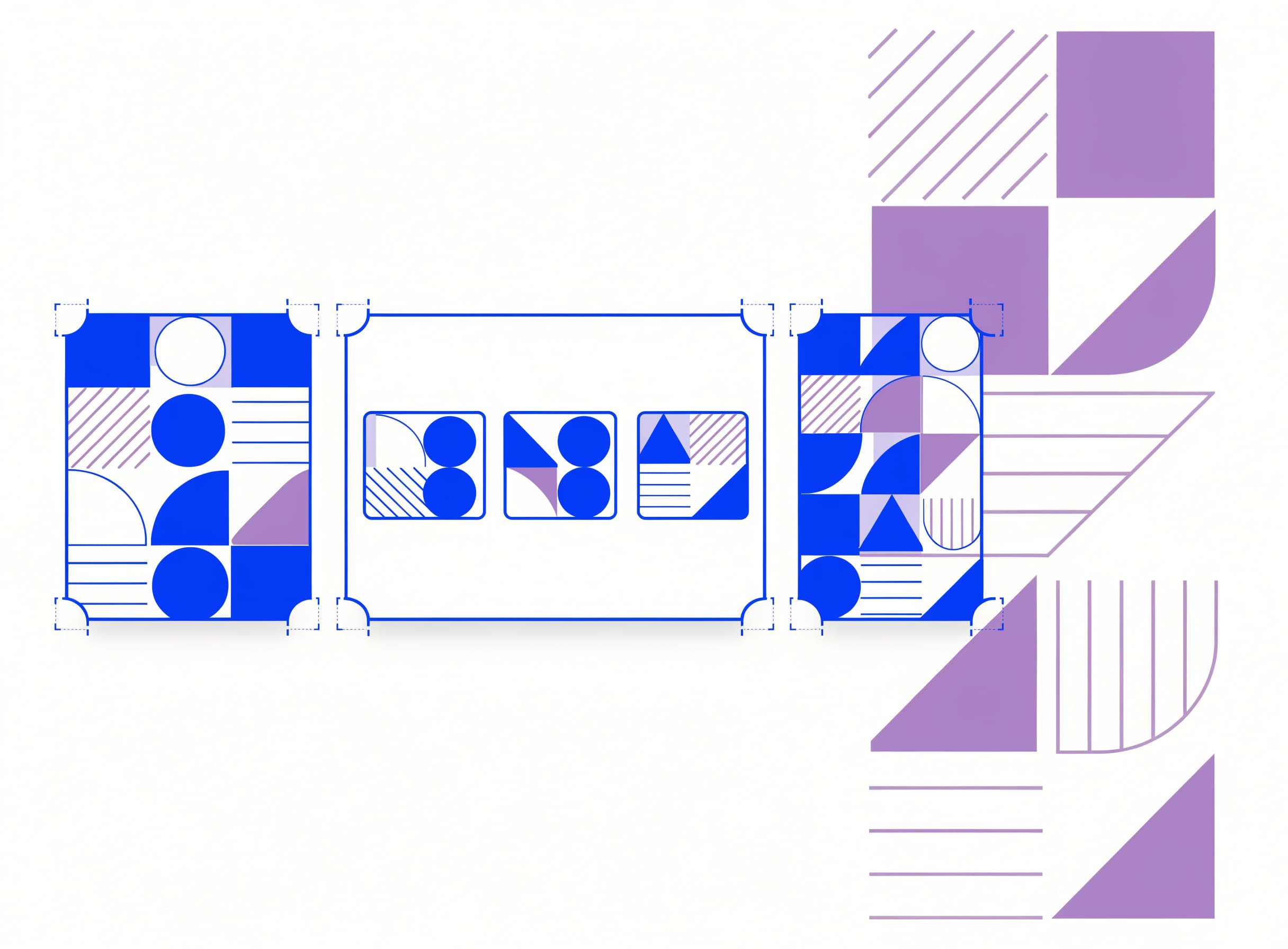the-creative-producer lays out a static panel, a carousel panel and a vertical video panel next to a briefing document with abstract shot-list lines